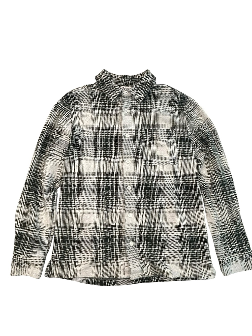 Madewell Plaid Houndstooth Pattern Olive Cream Long Sleeve Casual Shirt S Men’s
